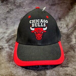 NBA Elevation "Chicago Bulls" Basketball Black w/ Red Stripe Brim Back Hat Cap